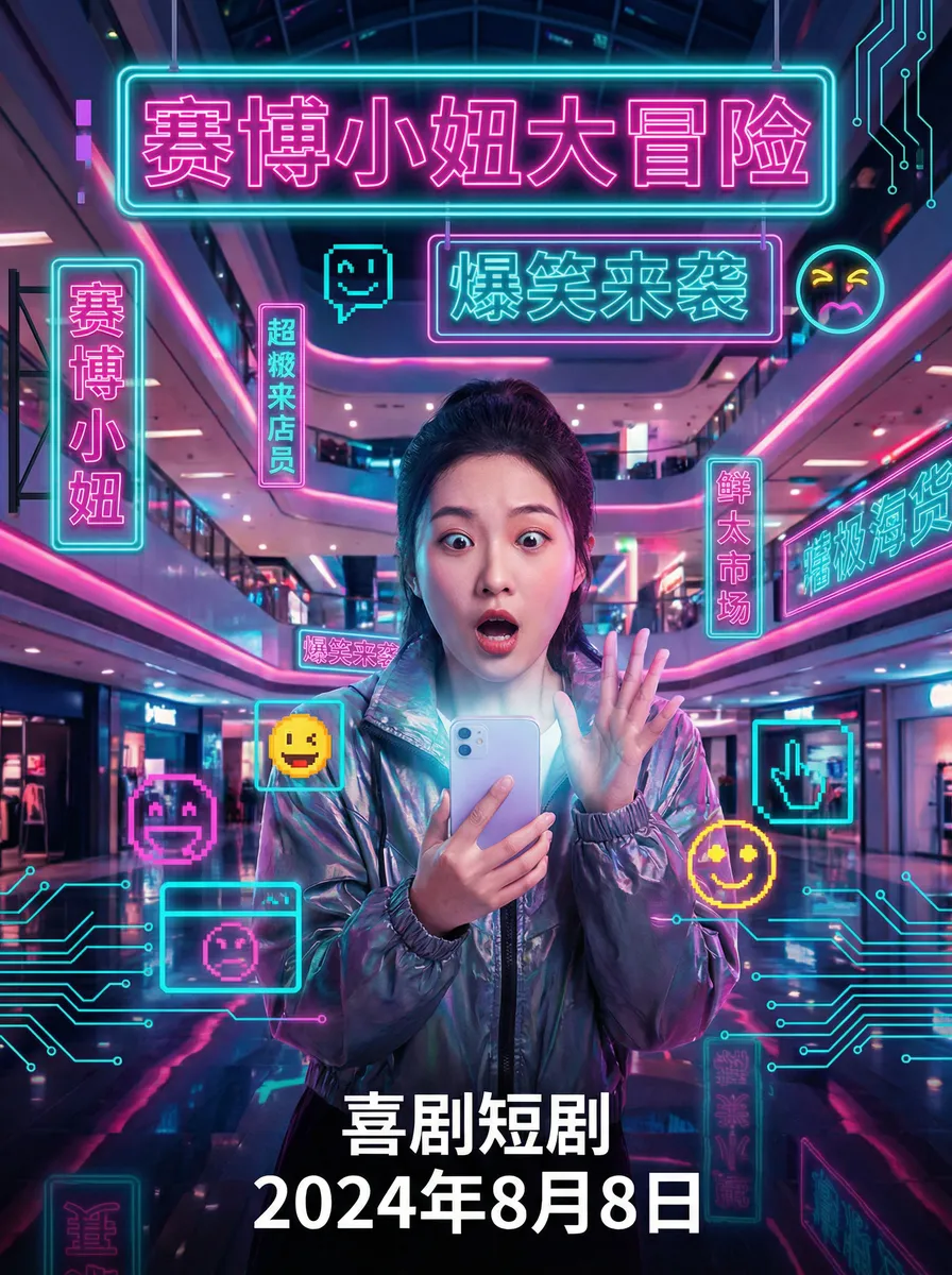 扑克王国语 搞笑喜剧短剧 - 赛博小妞大冒险海报